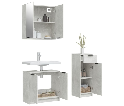 Set de muebles baño 3 pzas madera contrachapada gris hormigón