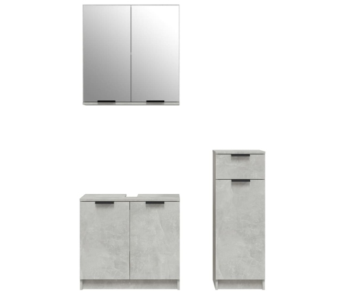 Set de muebles baño 3 pzas madera contrachapada gris hormigón