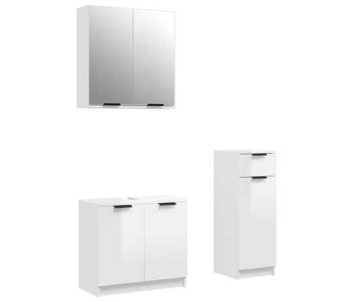 Set de muebles baño 3 pzas madera contrachapada blanco brillo