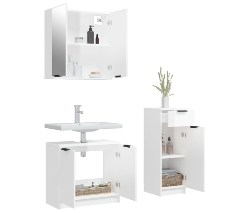 Set de muebles baño 3 pzas madera contrachapada blanco brillo