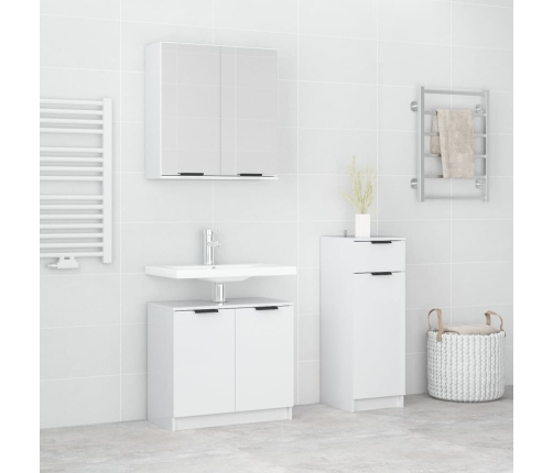 Set de muebles baño 3 pzas madera contrachapada blanco brillo