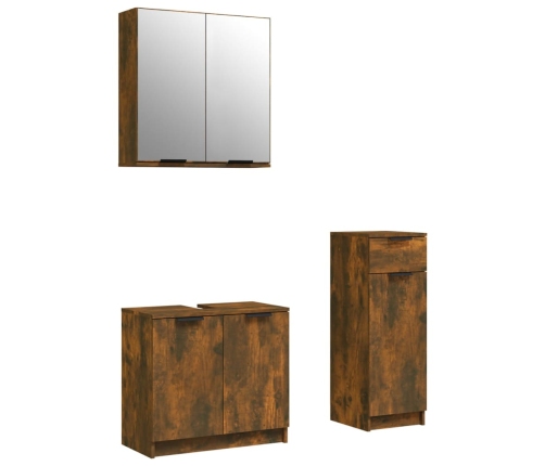 Set de muebles baño 3 pzas madera contrachapada roble ahumado