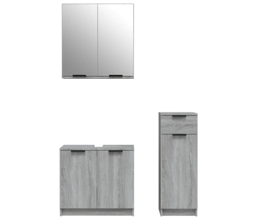 Set de muebles de baño 3 pzas madera contrachapada gris sonoma