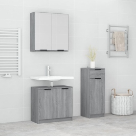 Set de muebles de baño 3 pzas madera contrachapada gris sonoma