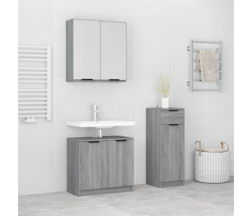 Set de muebles de baño 3 pzas madera contrachapada gris sonoma