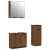 Set de muebles de baño 3 pzas madera contrachapada roble marrón