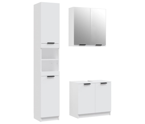 Set de muebles de baño 3 piezas madera contrachapada blanco