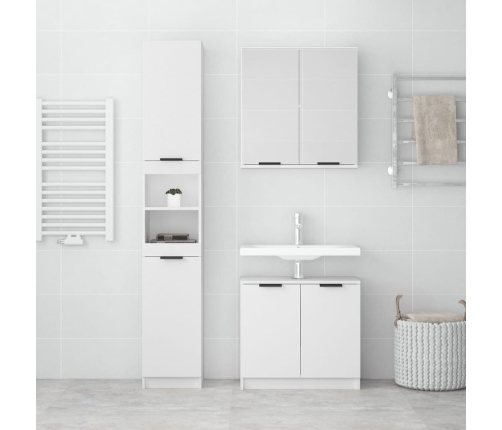 Set de muebles de baño 3 piezas madera contrachapada blanco