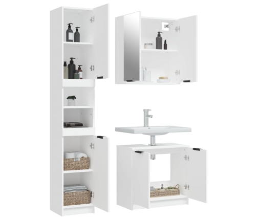 Set de muebles de baño 3 piezas madera contrachapada blanco