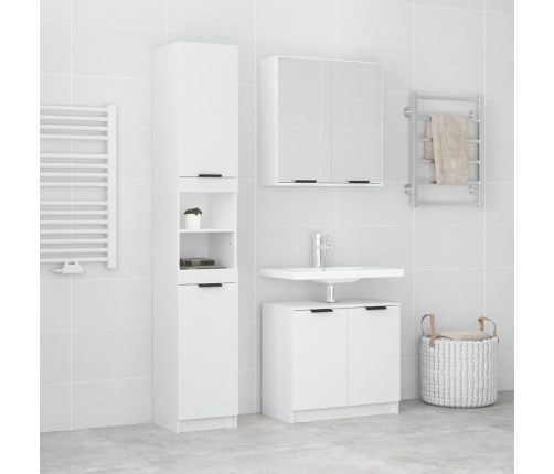 Set de muebles de baño 3 piezas madera contrachapada blanco