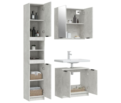 Set de muebles baño 3 pzas madera contrachapada gris hormigón