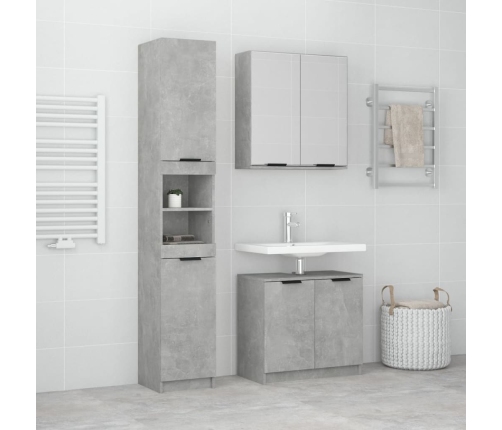 Set de muebles baño 3 pzas madera contrachapada gris hormigón