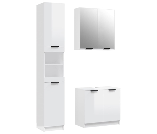 Set de muebles baño 3 pzas madera contrachapada blanco brillo