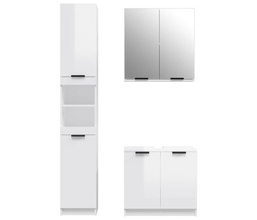 Set de muebles baño 3 pzas madera contrachapada blanco brillo