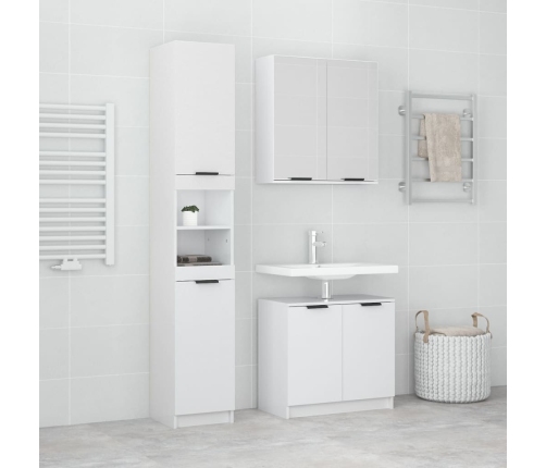 Set de muebles baño 3 pzas madera contrachapada blanco brillo