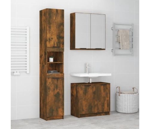 Set de muebles baño 3 pzas madera contrachapada roble ahumado