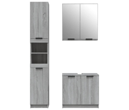 Set de muebles de baño 3 pzas madera contrachapada gris sonoma