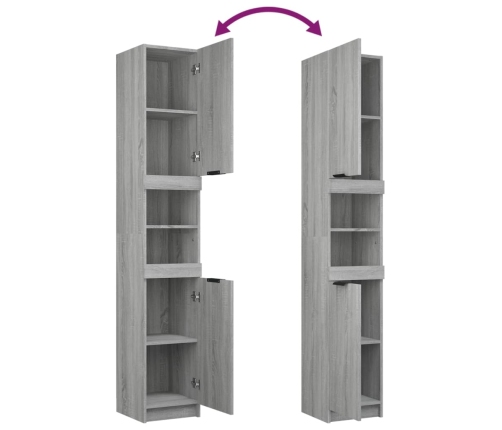 Set de muebles de baño 3 pzas madera contrachapada gris sonoma