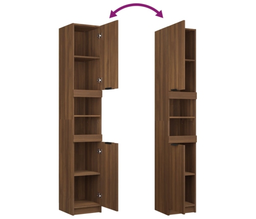 Set de muebles de baño 3 pzas madera contrachapada roble marrón