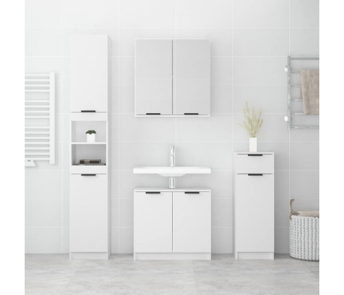 Juego de muebles de baño 4 piezas madera contrachapada blanco