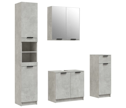 Set muebles de baño 4 piezas madera contrachapada gris hormigón