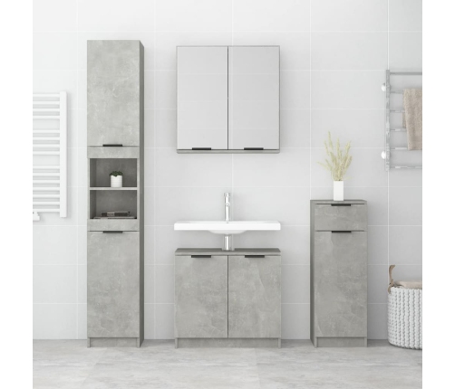 Set muebles de baño 4 piezas madera contrachapada gris hormigón