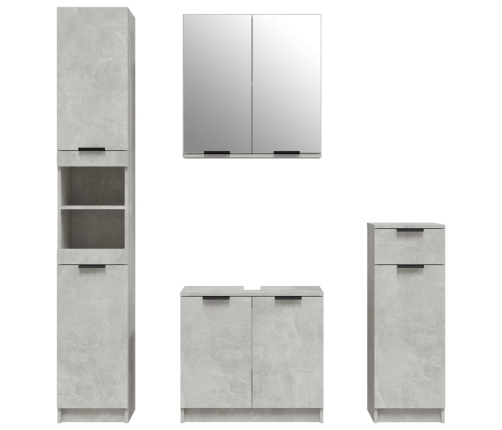 Set muebles de baño 4 piezas madera contrachapada gris hormigón