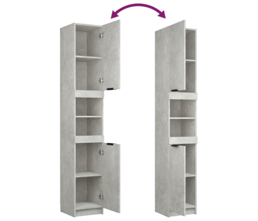 Set muebles de baño 4 piezas madera contrachapada gris hormigón