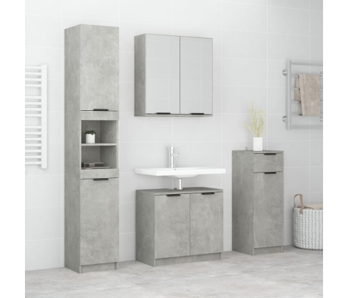 Set muebles de baño 4 piezas madera contrachapada gris hormigón