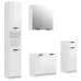 Set muebles de baño 4 piezas madera contrachapada blanco brillo