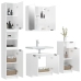 Set muebles de baño 4 piezas madera contrachapada blanco brillo