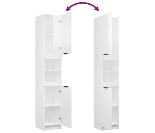 Set muebles de baño 4 piezas madera contrachapada blanco brillo