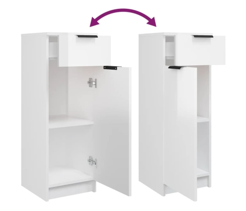 Set muebles de baño 4 piezas madera contrachapada blanco brillo