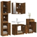 Set de muebles de baño 4 piezas madera contrachapada roble humo