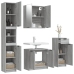 Set de armario de baño 4 pzas madera contrachapada gris sonoma