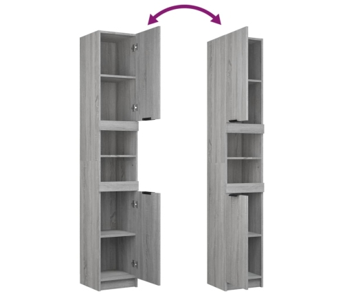 Set de armario de baño 4 pzas madera contrachapada gris sonoma