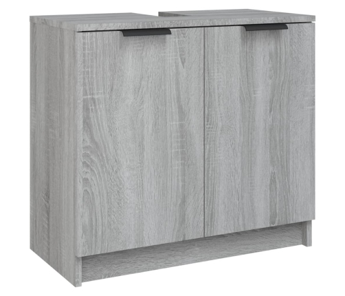 Set de armario de baño 4 pzas madera contrachapada gris sonoma