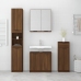 Set de muebles de baño 4 pzas madera contrachapada marrón roble