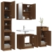 Set de muebles de baño 4 pzas madera contrachapada marrón roble