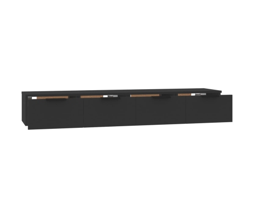 Armarios de pared 2 uds madera contrachapada negro 68x30x20 cm