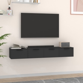 Armarios de pared 2 uds madera contrachapada negro 68x30x20 cm