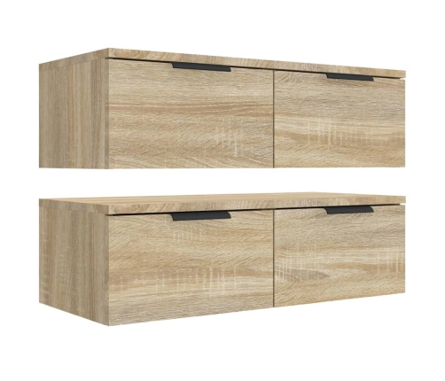 Armarios de pared 2 uds contrachapada roble Sonoma 68x30x20 cm