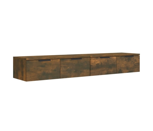 Armarios de pared 2 uds contrachapada roble ahumado 68x30x20 cm