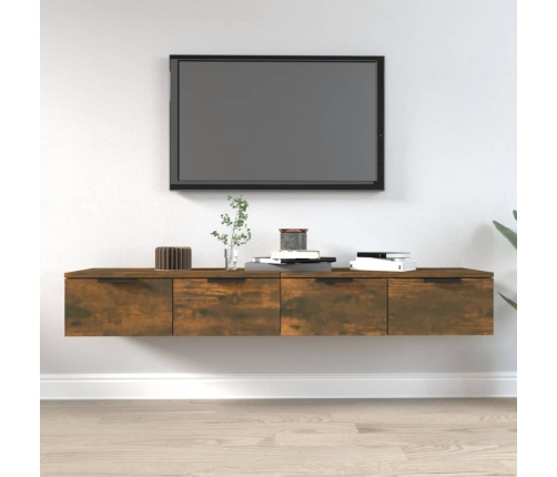 Armarios de pared 2 uds contrachapada roble ahumado 68x30x20 cm