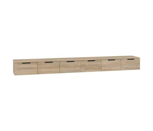 Armarios de pared 2 uds contrachapada roble Sonoma 102x30x20 cm