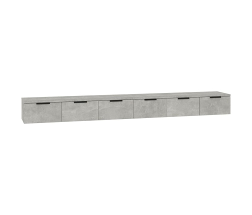 vidaXL Armarios de pared 2 uds contrachapada gris hormigón 102x30x20cm