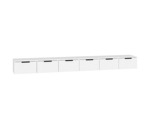 Armarios de pared 2 uds madera contrachapada blanco 102x30x20cm