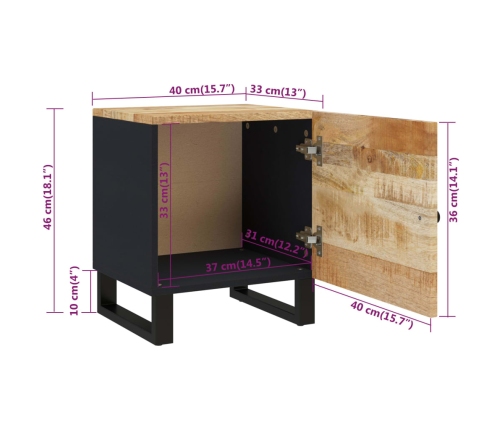 vidaXL Mesitas de noche 2 uds madera maciza de mango 40x33x46 cm