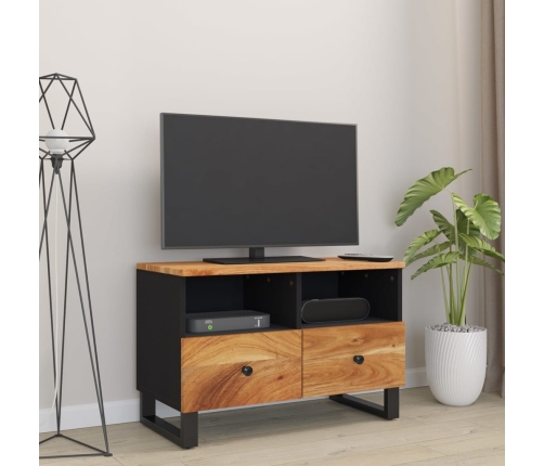 Mueble de TV madera maciza de acacia 70x33x46 cm