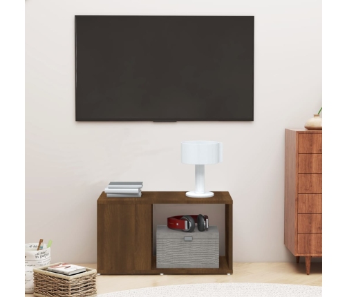 Mueble de TV madera contrachapada marrón roble 60x24x32 cm